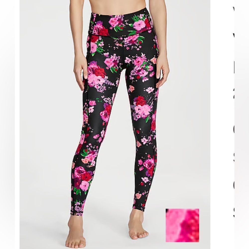 Victoria’s Secret Sport Floral Full Length High Rise Leggings Spandex Pockets XS